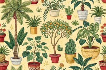 Seamless pattern with plant ,nature, wallpaper, background, fabric