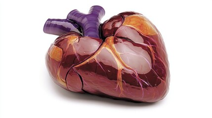 Obraz premium Realistic anatomical heart model isolated on white.