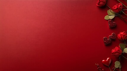 Red Roses Hearts Valentines Day Romantic Background