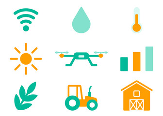 Naklejka premium Smart farming png icon digital agricultural technology set transparent background