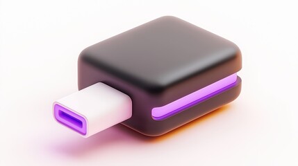 Stylish USB C Adapter Modern Black and White Design with Purple Accent Light Technology Accessory