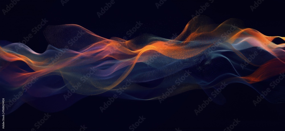 Poster abstract wave patterns in vibrant colors showcasing fluid motion and dynamic energy, copy space for 