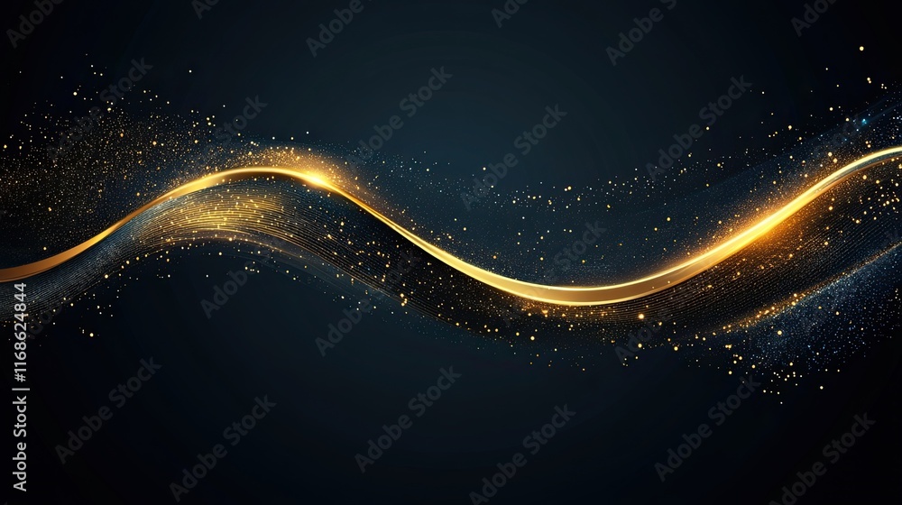Aufkleber 2024 new year abstract shiny color gold wave design element -