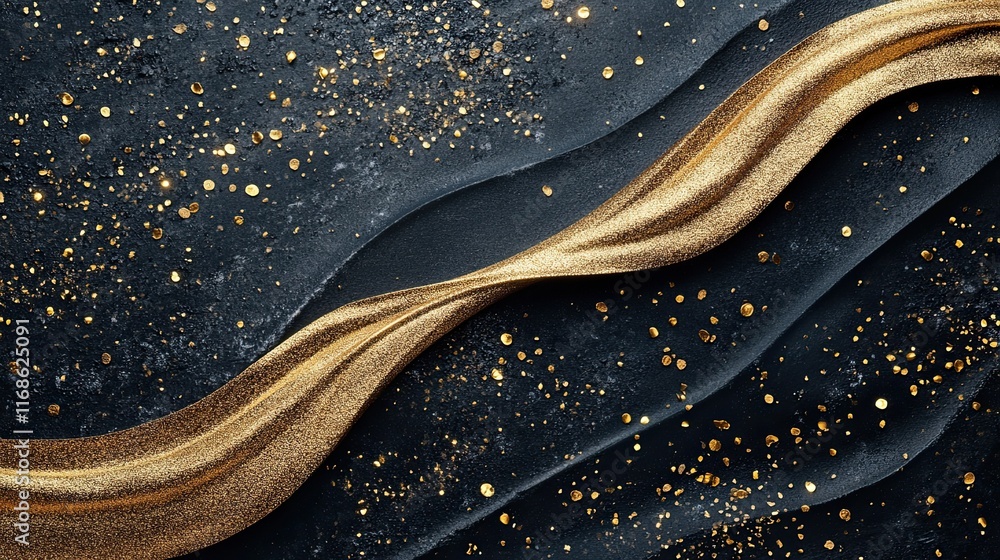 Aufkleber 2024 new year abstract shiny color gold wave design element -