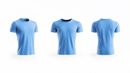 Fototapeta premium Blue T-shirt Mockup Isolated on White Background. Generative AI