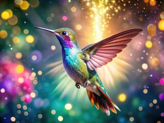 Naklejka premium Aerial photography captures a hummingbird's breathtaking flight, a jewel of nature in motion.