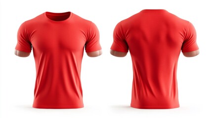 Red T-Shirt Mockup with Front and Back Views. Generative AI