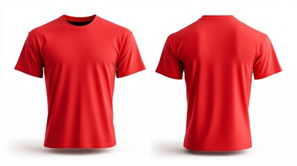 Red T-Shirt Mockup on Isolated White Background. Generative AI
