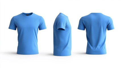 Blue T-Shirt Mockup Isolated on White Background. Generative AI
