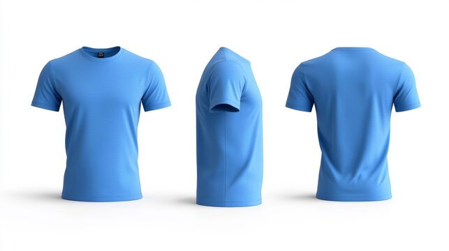 Blue T-Shirt Mockup Isolated on White Background. Generative AI