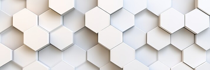 Naklejka premium A textured wall composed of interlocking white hexagonal shapes for modern design.