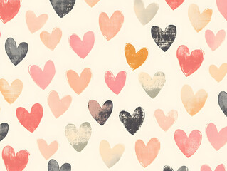 soft romantic pattern of hearts in varying sizes and colors, perfect for expressing love and affection