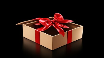 Fototapeta premium A closed gift box with a red ribbon, symbolizing surprise and celebration.