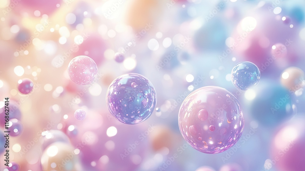 Poster a soft-focus background of pastel-colored balloons floating in the breeze, creating a festive and wh