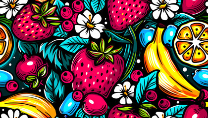 Naklejka premium Vibrant Fruit Illustration Background