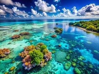 Aerial Drone Shot of a Lush Green Reef Ecosystem