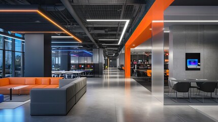 Modern office with eye-catching design for digital concept