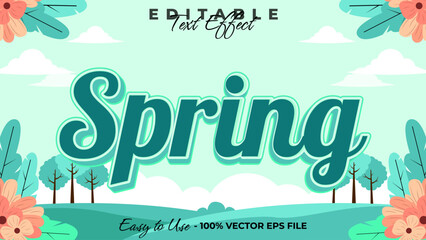 spring editable text style effect, floral 3D text style theme.