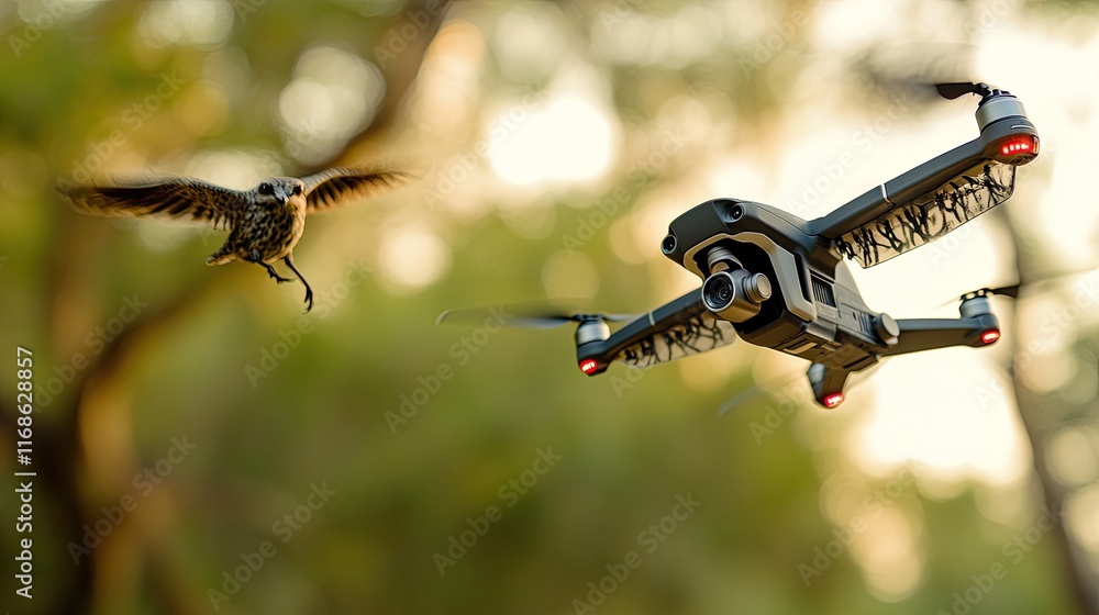 Poster ai in wildlife conservation using drones and sensors to monitor endangered species.