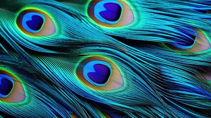 beautiful colorful peacock feather close up
