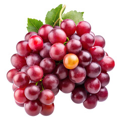 Sweet and delicious red grapes isolated on transparent background