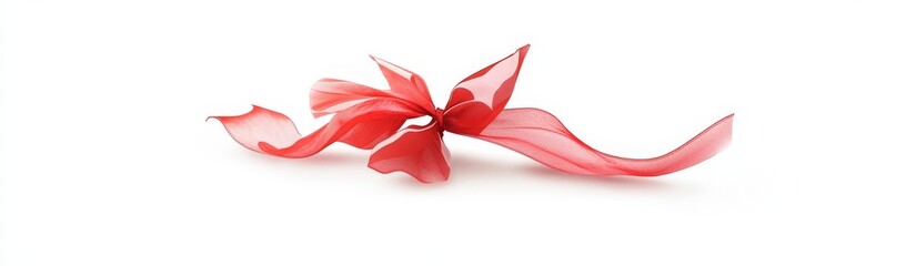 Red ribbon bow isolated on white background. (1)