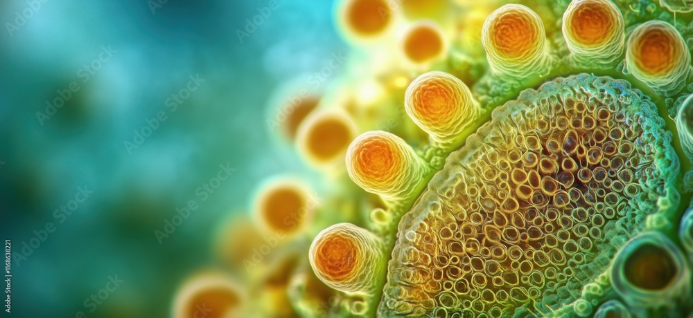 Aufkleber microscopic view of virus structure showcasing intricate details of viral particles and surface feat