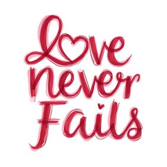 Obraz premium A beautifull valentine t-shirt design featuring the phrase Love Never Fails