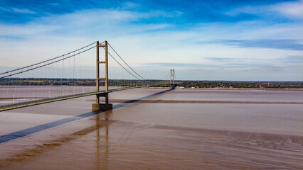 Aerial view of the Humber Bridge at East Riding of Yorkshire.