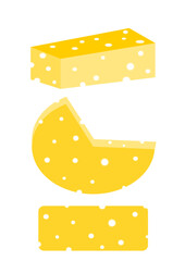 Appetizing portion of holey cheese on a white background.