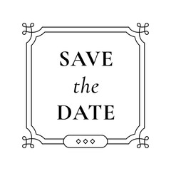 Png wedding badge, vintage ornamental style save the date