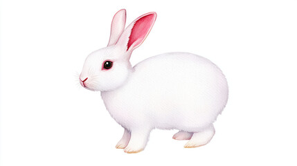 Obraz premium cute white rabbit with pink ears, perfect for animal lovers and zodiac themes