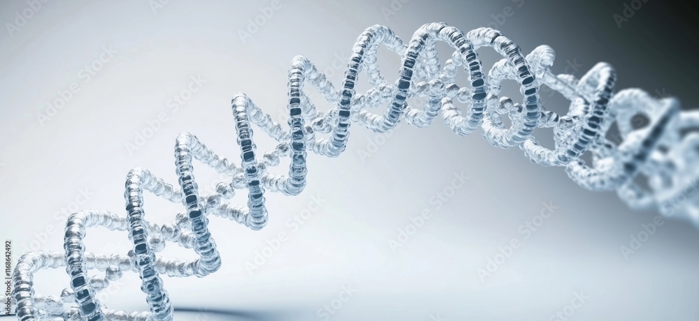 Poster 3d representation of dna helix structure showcasing intricate design and molecular details, emphasiz
