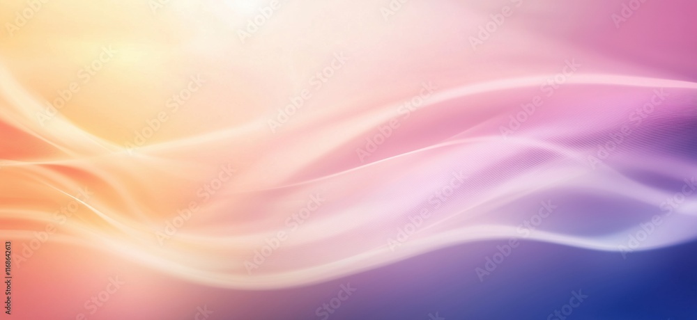Poster abstract soft wave background with gradient colors, blending hues of pink, orange, and blue, creatin
