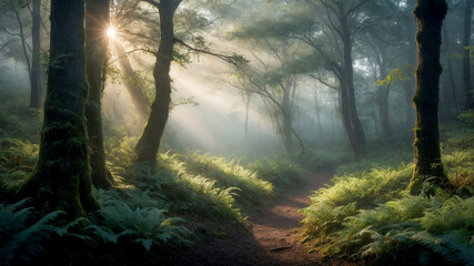 Fototapeta premium Magical Forest in the Mystic Morning Light