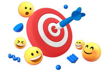 Dart hitting target png sticker, happy emoticons business remix, transparent background © Rawpixel.com