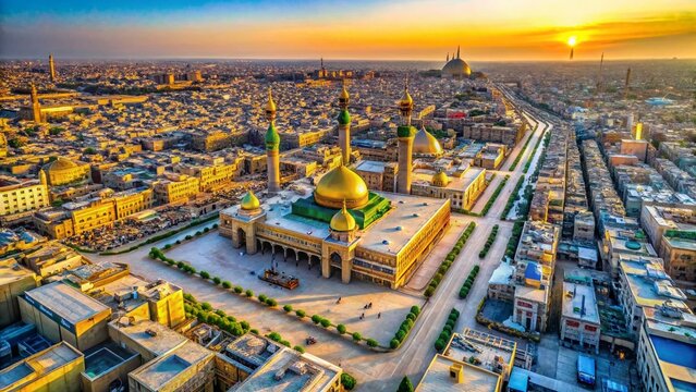 Aerial View of Karbala, Iraq: Holy City Landscape