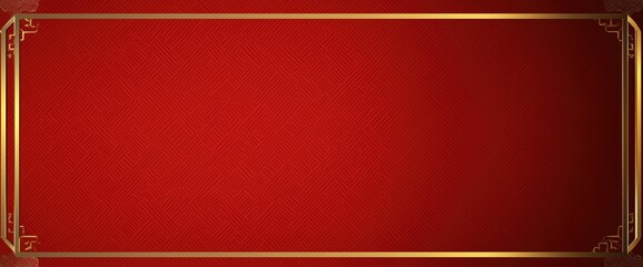 Golden bordered vector pattern on red background, blank center for text or design
