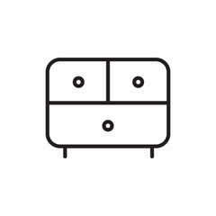 Bedside table furniture bedroom storage icon vector sign