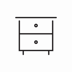 Bedroom drawer furniture storage cabinet icon vector sign