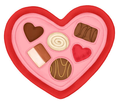 heart-shaped box of chocolates, pink and red clip art preview