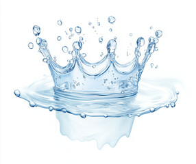 Crystal-clear water splash in a crown shape, isolated on a transparent background, perfect for designs needing realistic water element effects