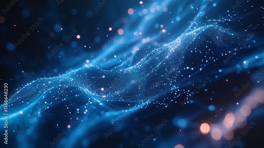 Poster abstract blue digital wave network design background elegant futuristic technology web data dark