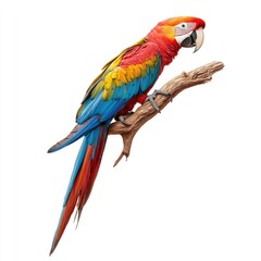 Fototapeta premium A colorful parrot perched on a branch, showcasing its vibrant feathers.