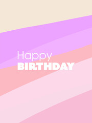 Pink colorful happy birthday card illustration.