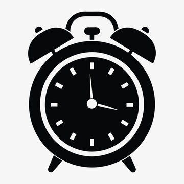 recommend clip art: alarm clock silhouette vector with a white background.