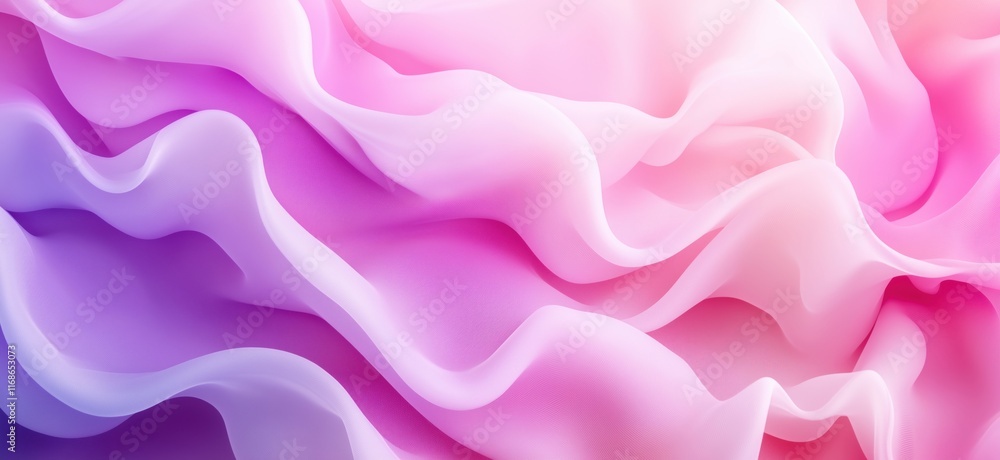 Poster soft flowing fabric texture in gradient shades of pink and purple, creating a dreamy and ethereal ba