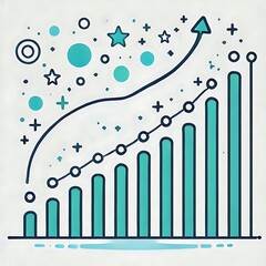 Obraz premium Optimistic Line Graph with Upward Arrow for Growth and Success 