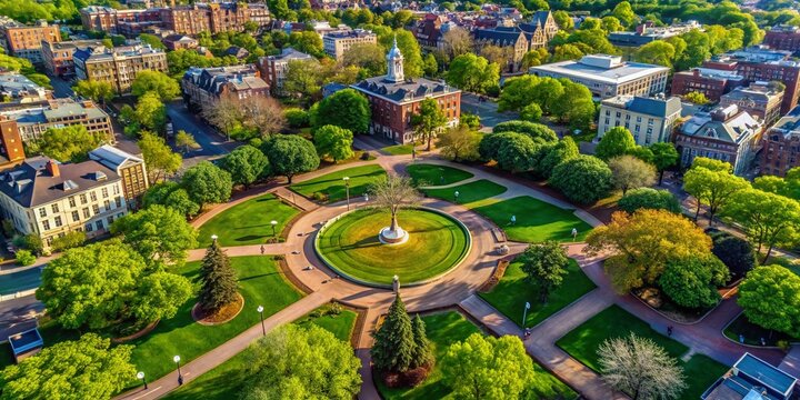 Aerial View of Wooster Square Park, New Haven, Connecticut - Lush Green Space