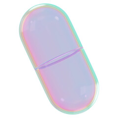 Medical capsule png holographic icon, transparent background